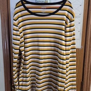 Duluth Trading Co Striped Shirt - Navy, Pink, Yellow